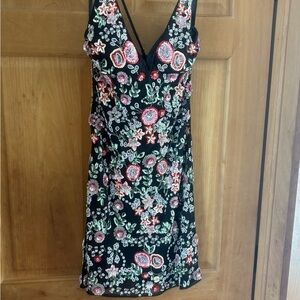 Floral Embroidered Black Dress